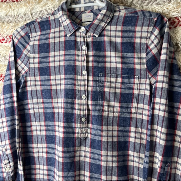 J Crew Boy Fit 1/2 Button Up Pullover Shirt Plaid Multicolor Size M - Picture 5 of 7